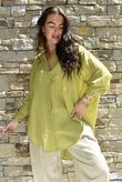 Shayle Indian Cotton Boyfriend Beach Shirt Olive